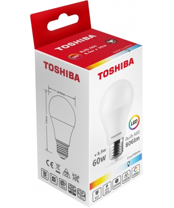 BOMBILLA LED TOSHIBA A60 E27 8.5W 6500K